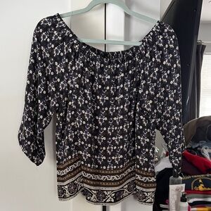 Madewell Black and White Floral Blouse